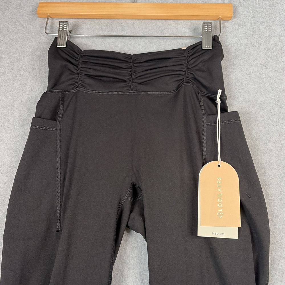 Blogilates Ruched Waist Leggings in Black High Waisted Side Pockets - M